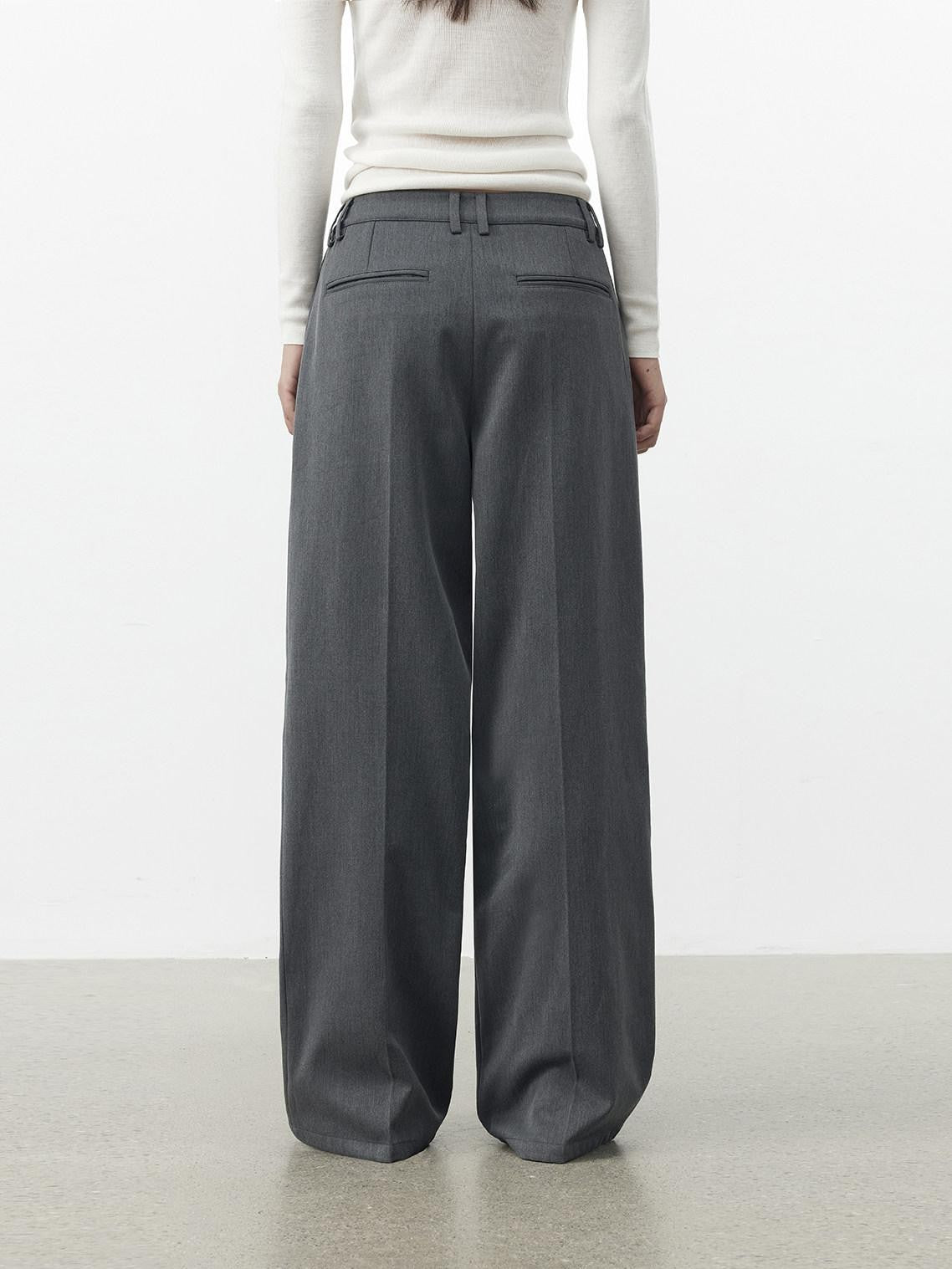 AFTADAWN Gray Single Pleat Inset Pocket Structured Women&