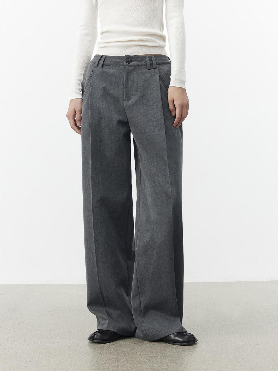 AFTADAWN Gray Single Pleat Inset Pocket Structured Women&
