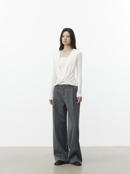 AFTADAWN Gray Single Pleat Inset Pocket Structured Women&