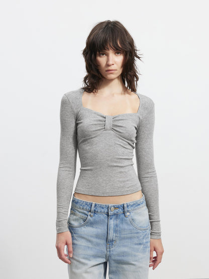 AFTADAWN Gray Spliced Square Neck Sculpted Women&