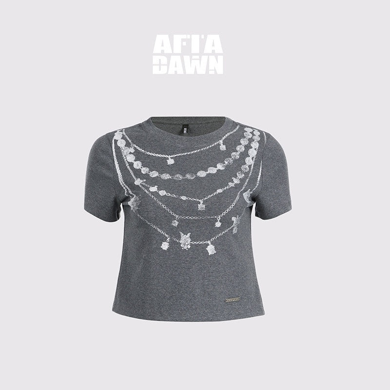 AFTADAWN_Grey_Necklace_Print_Irregular_Lace_Women&