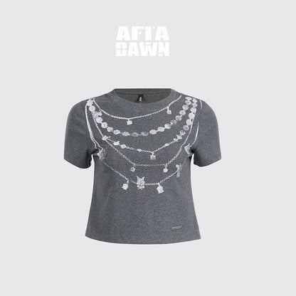 AFTADAWN_Grey_Necklace_Print_Irregular_Lace_Women&