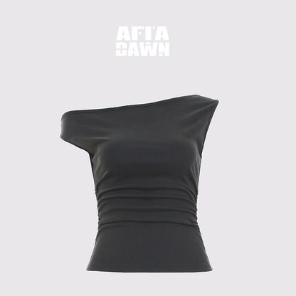 AFTADAWN_Grey_One_Shoulder_Ruched_Slit_Midi_Slim_Fit_Women&