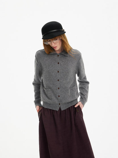 AFTADAWN Half High Neck Wool Blend Button-up Cardigans Women&