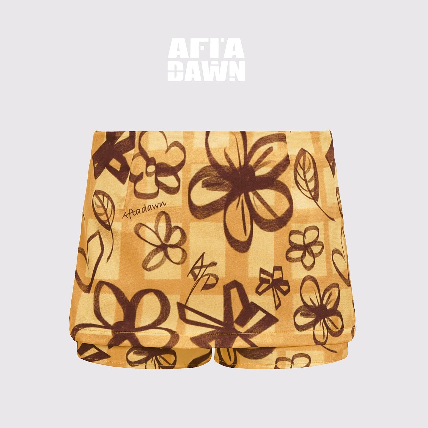 AFTADAWN_Handpainted_Plaid_Print_Low_Waist_A_Line_Women&