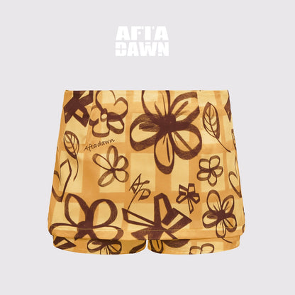 AFTADAWN_Handpainted_Plaid_Print_Low_Waist_A_Line_Women&