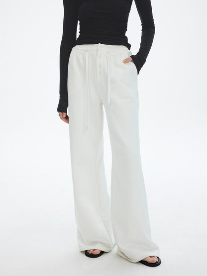 AFTADAWN Heavyweight Cotton Wide Leg Sweatpants Loose Fit Straight Trousers