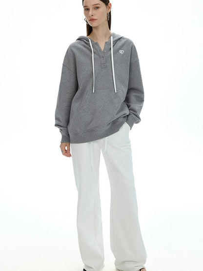 AFTADAWN Heavyweight Cotton Wide Leg Sweatpants Loose Fit Straight Trousers