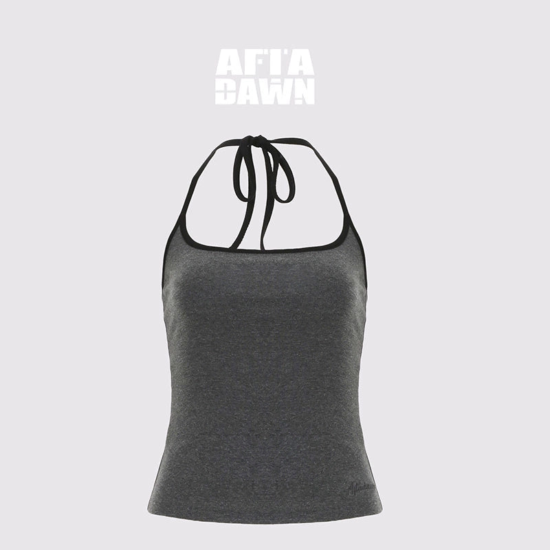 AFTADAWN_High_Elasticity_Contrast_Backless_Halter_Top_with_Tapered_Waist_Fold_Pants_MISSTT