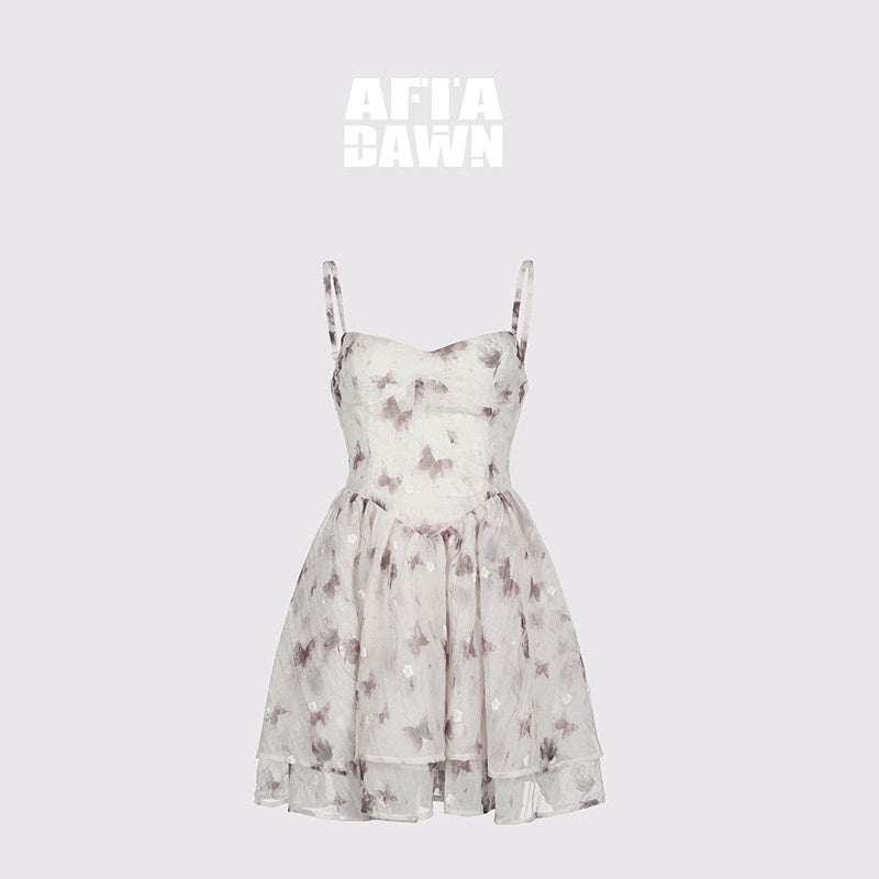 AFTADAWN_Ink_Wash_Print_Embroidered_High_Waist_V-neck_Women&