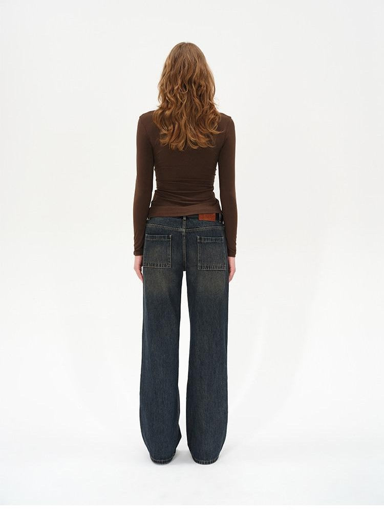 AFTADAWN Irregular Button Placket Faux Layered Women&