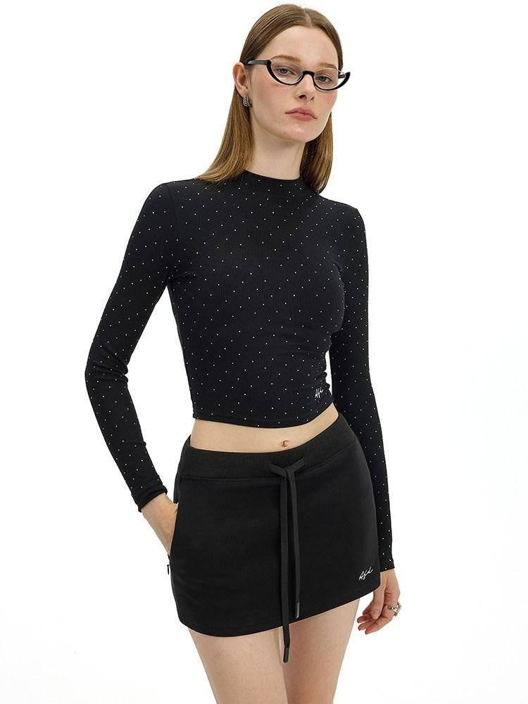 AFTADAWN Irregular Rhinestone Polka Dot Knit Women&