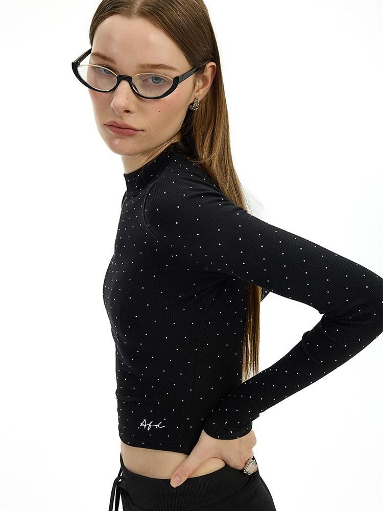 AFTADAWN Irregular Rhinestone Polka Dot Knit Women&