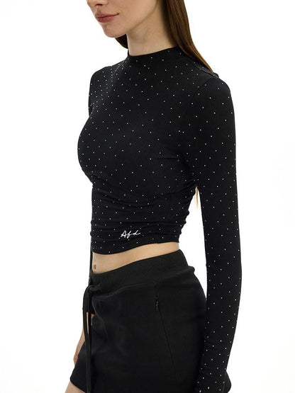 AFTADAWN Irregular Rhinestone Polka Dot Knit Women&