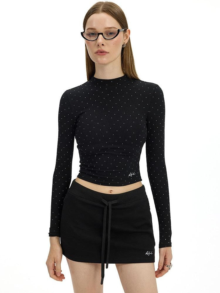 AFTADAWN Irregular Rhinestone Polka Dot Knit Women&
