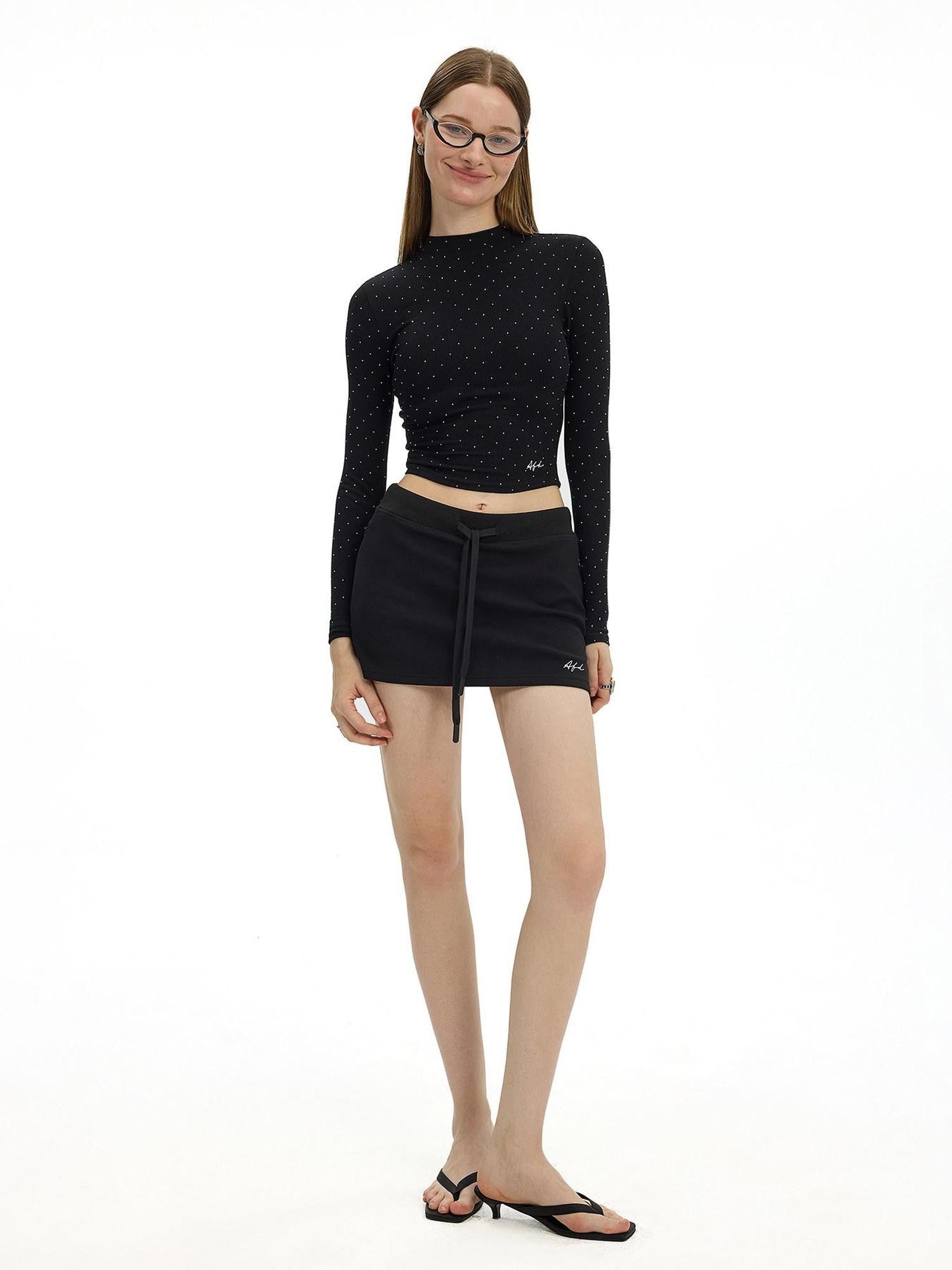 AFTADAWN Irregular Rhinestone Polka Dot Knit Women&