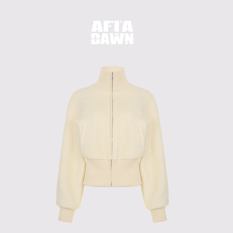 AFTADAWN_Ivory_Ribbed_Knit_Zip_Stand_Collar_Women&