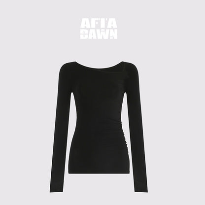 AFTADAWN_Khaki_Asymmetric_Pleated_Shoulder_Women&