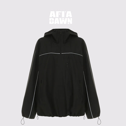 AFTADAWN_Khaki_Breathable_Hooded_Reflective_Stripe_Women&