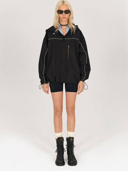 AFTADAWN Khaki Breathable Hooded Reflective Stripe Women&