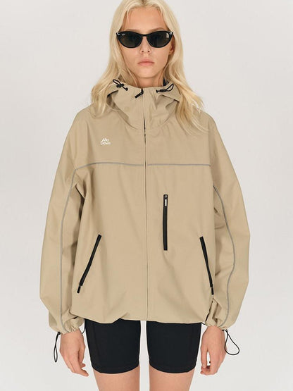 AFTADAWN Khaki Breathable Hooded Reflective Stripe Women&