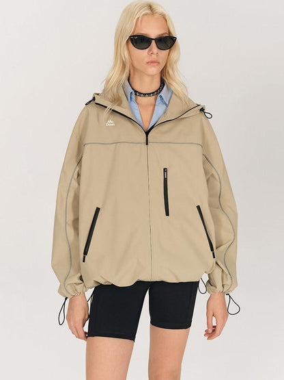 AFTADAWN Khaki Breathable Hooded Reflective Stripe Women&