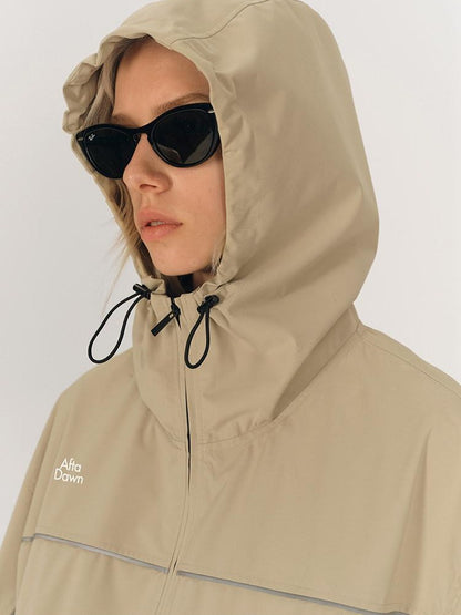 AFTADAWN Khaki Breathable Hooded Reflective Stripe Women&