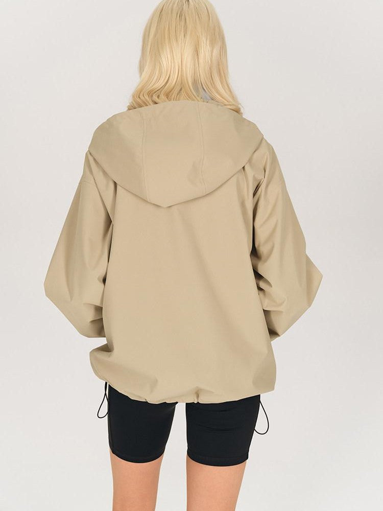 AFTADAWN Khaki Breathable Hooded Reflective Stripe Women&