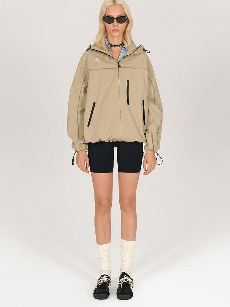 AFTADAWN Khaki Breathable Hooded Reflective Stripe Women&