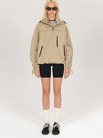 AFTADAWN Khaki Breathable Hooded Reflective Stripe Women&