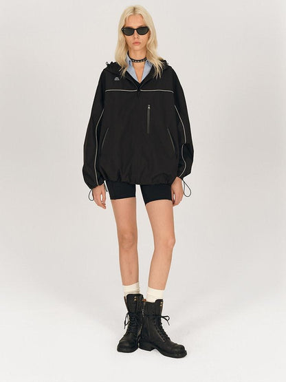 AFTADAWN Khaki Breathable Hooded Reflective Stripe Women&