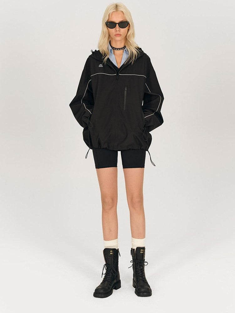 AFTADAWN Khaki Breathable Hooded Reflective Stripe Women&