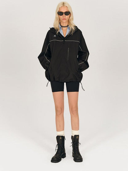 AFTADAWN Khaki Breathable Hooded Reflective Stripe Women&