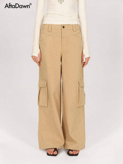 AFTADAWN Khaki Deconstructed 3d Pocket Cargo Women&