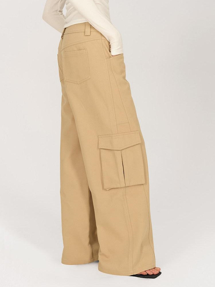 AFTADAWN Khaki Deconstructed 3d Pocket Cargo Women&