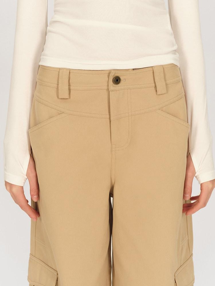 AFTADAWN Khaki Deconstructed 3d Pocket Cargo Women&