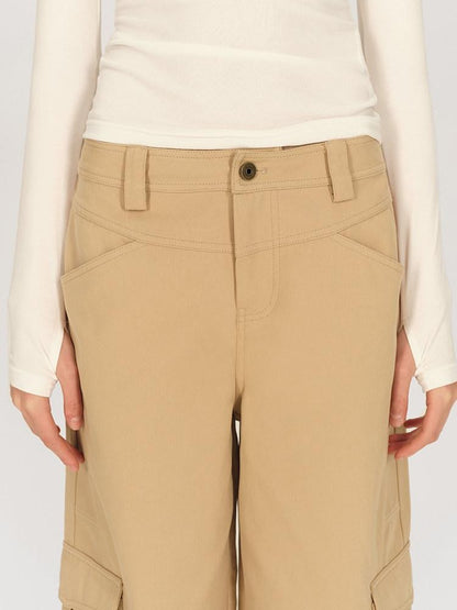 AFTADAWN Khaki Deconstructed 3d Pocket Cargo Women&