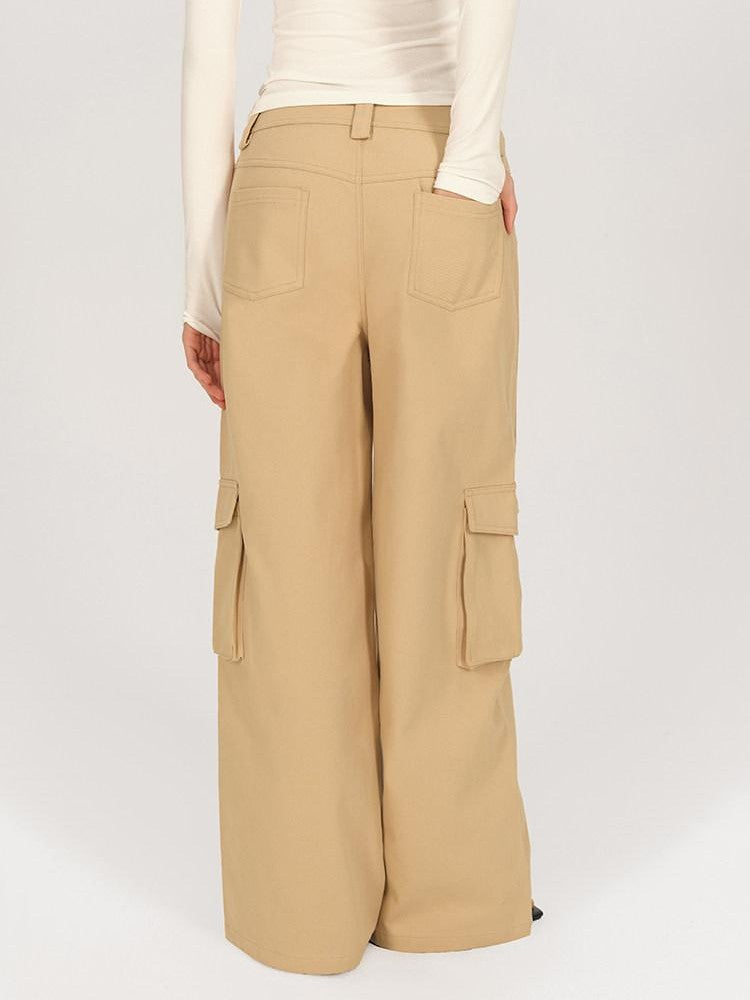 AFTADAWN Khaki Deconstructed 3d Pocket Cargo Women&