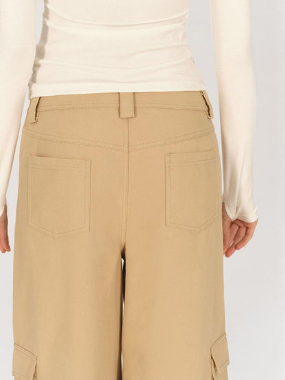 AFTADAWN Khaki Deconstructed 3d Pocket Cargo Women&