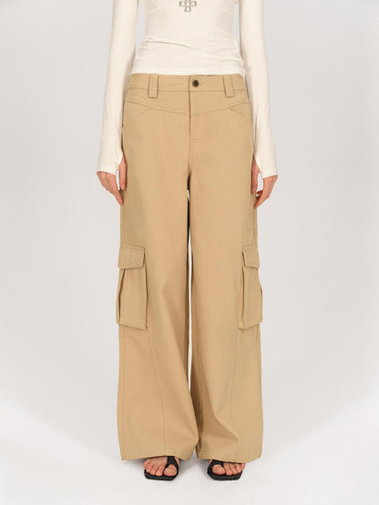 AFTADAWN Khaki Deconstructed 3d Pocket Cargo Women&