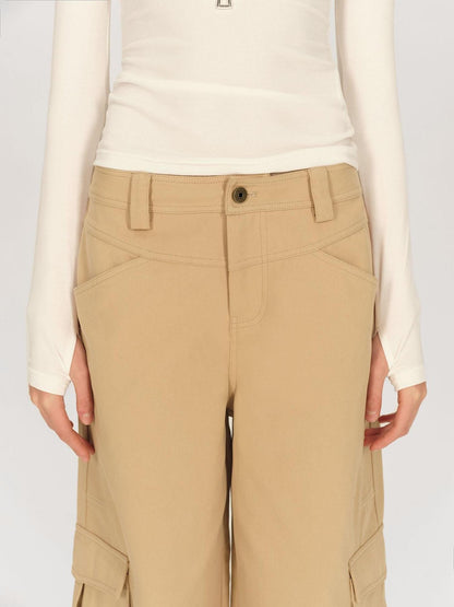 AFTADAWN Khaki Deconstructed 3d Pocket Cargo Women&