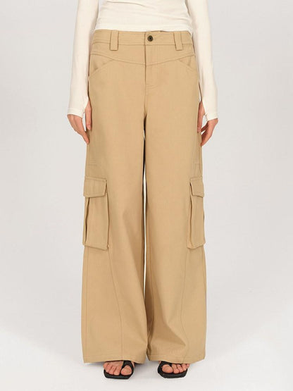 AFTADAWN Khaki Deconstructed 3d Pocket Cargo Women&