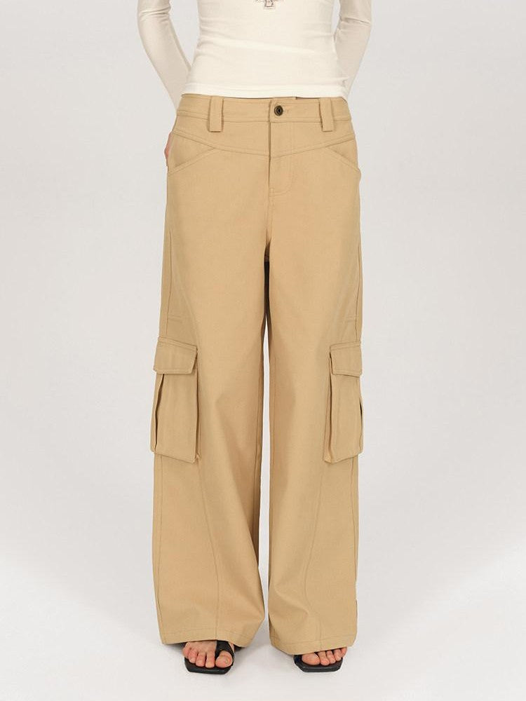 AFTADAWN Khaki Deconstructed 3d Pocket Cargo Women&