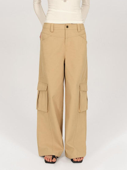 AFTADAWN Khaki Deconstructed 3d Pocket Cargo Women&