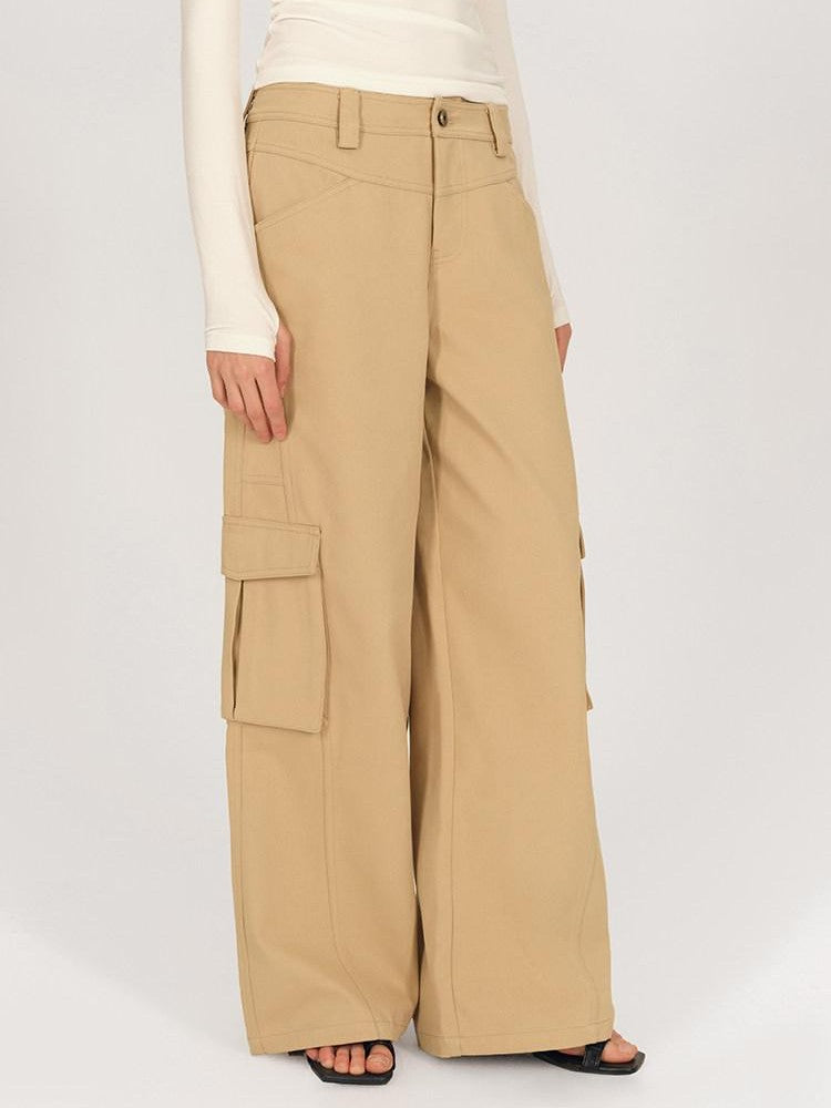 AFTADAWN Khaki Deconstructed 3d Pocket Cargo Women&