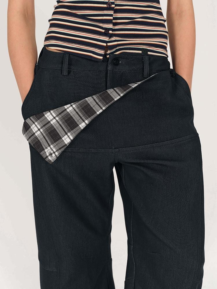 AFTADAWN Khaki Detachable Flap Split Pleat Structured Cut Cargo Women&