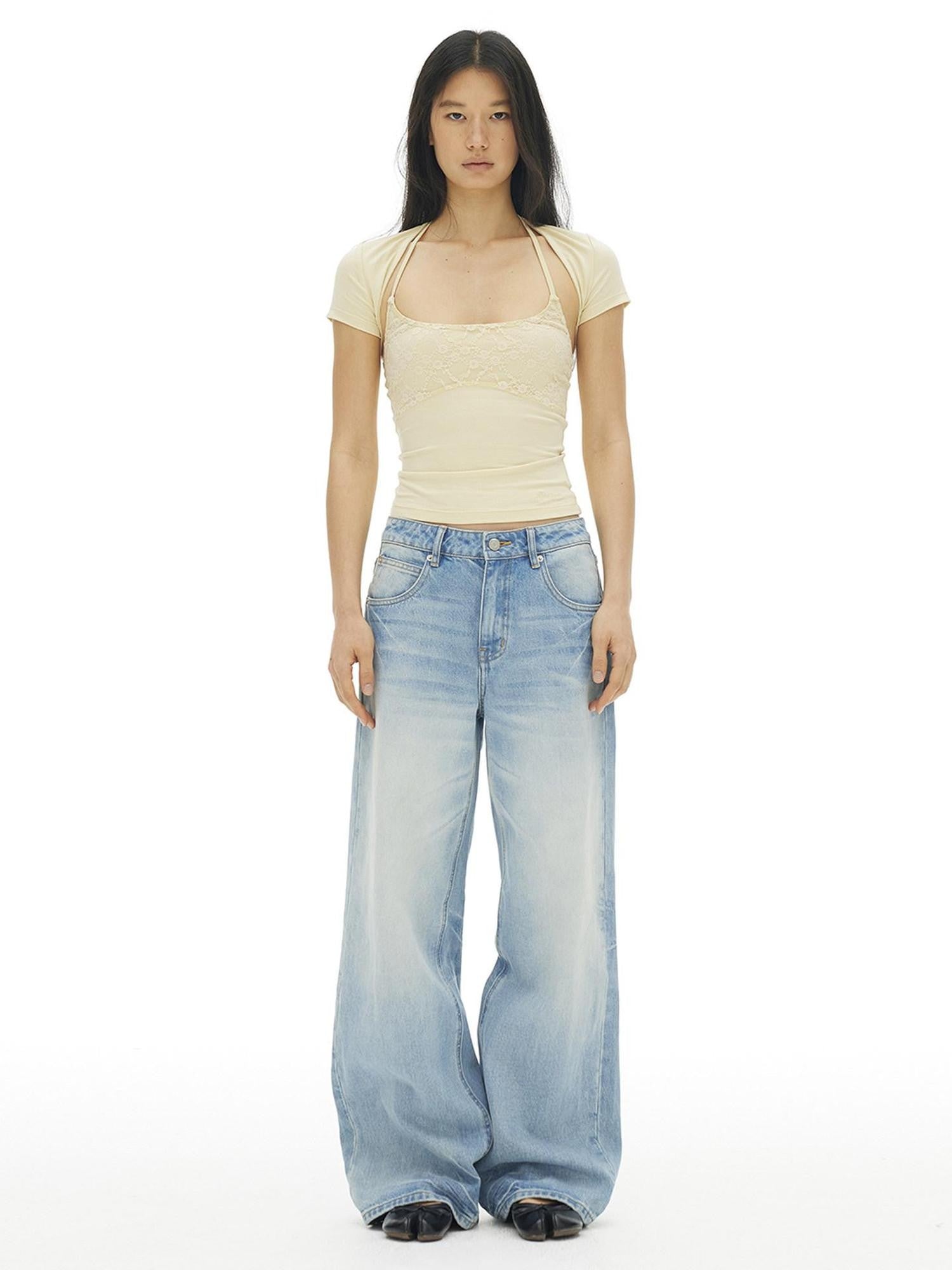 AFTADAWN Lace Halter Tie Crop Women&