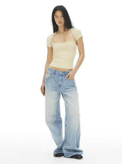 AFTADAWN Lace Halter Tie Crop Women&