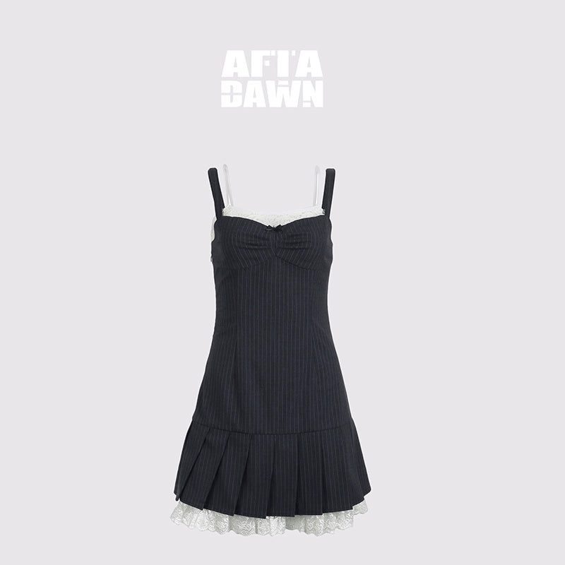 AFTADAWN_Lace_Paneled_Pleated_Waist_Ruffle_Trim_Blazer_Dress_MISSTT