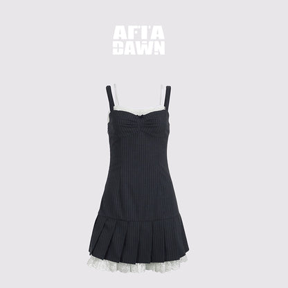 AFTADAWN_Lace_Paneled_Pleated_Waist_Ruffle_Trim_Blazer_Dress_MISSTT